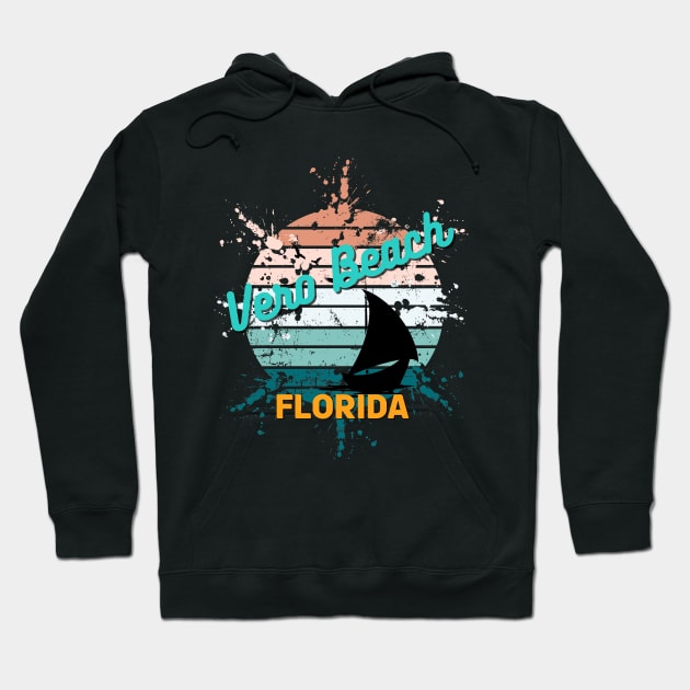 Vero Florida Retro Exploding Sunset Hoodie by AdrianaHolmesArt